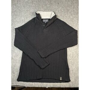 NAUTICA JEANS CO XL HIGH NECK HEAVY Cableknit NAVY SWEATER, Yachting Boating New